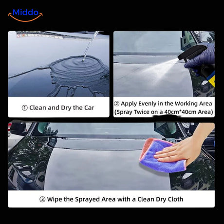 Universal glass coating spray for comprehensive vehicle paint protection.