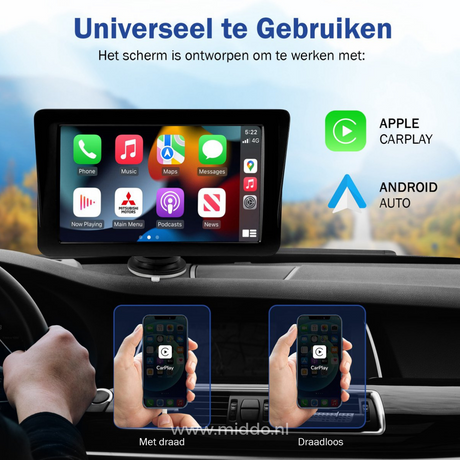 Universal wireless CarPlay and Android Auto adapter for all car types.
