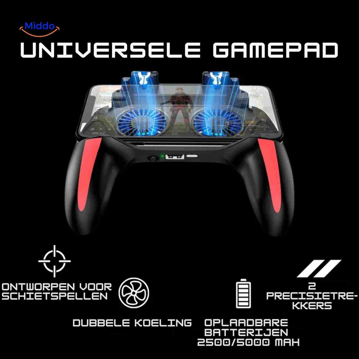 GameFlex H10 universal mobile gaming controller with built-in cooling fan technology.