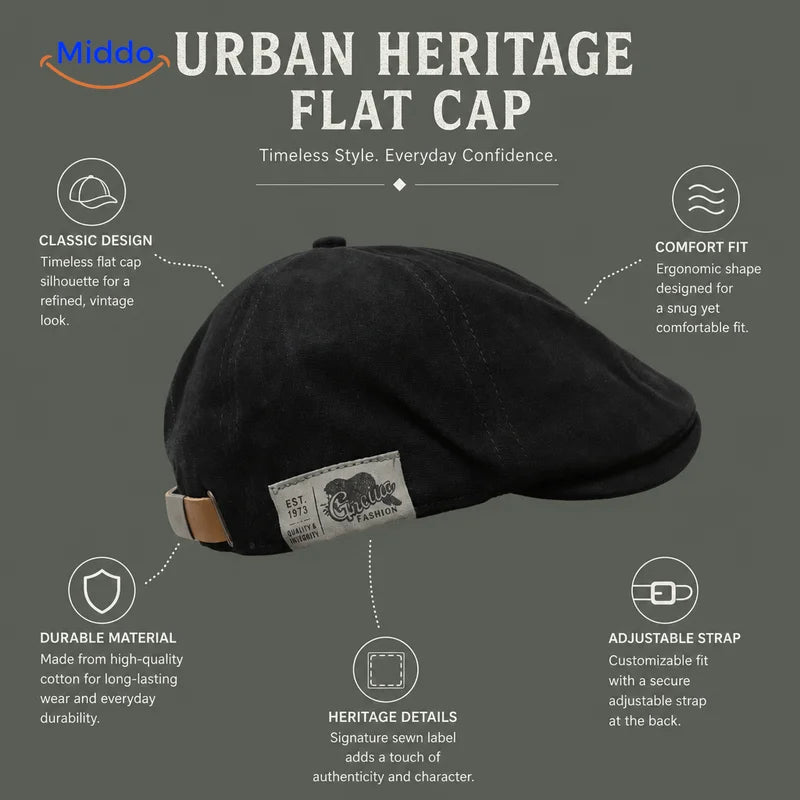 Urban Heritage Flat Cap features infographic