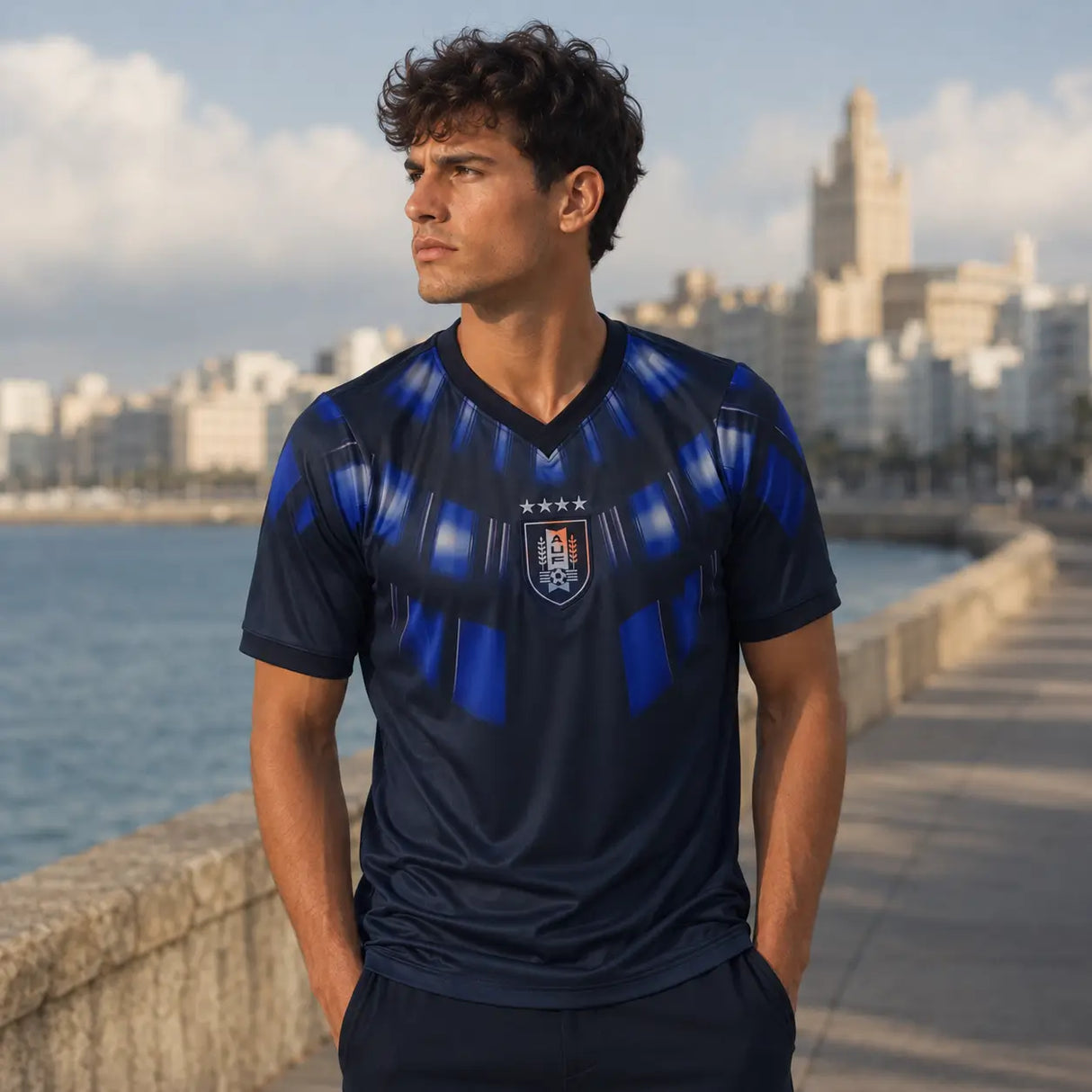 Uruguay World Cup jersey in deep dark blue national colors.