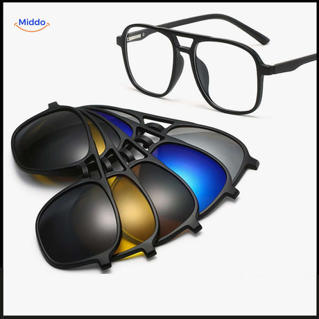 UV400 magnetic clip-on sunglasses offering full ultraviolet protection across all interchangeable lens tints.