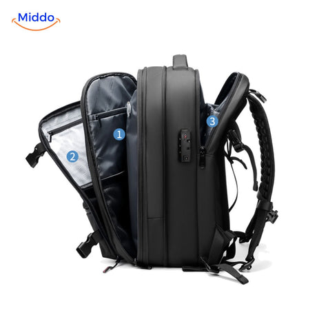 VacuPro multifunctional travel backpack with dedicated organization pockets.