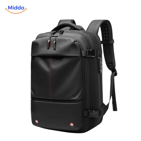VacuPro travel backpack features durable waterproof material construction.