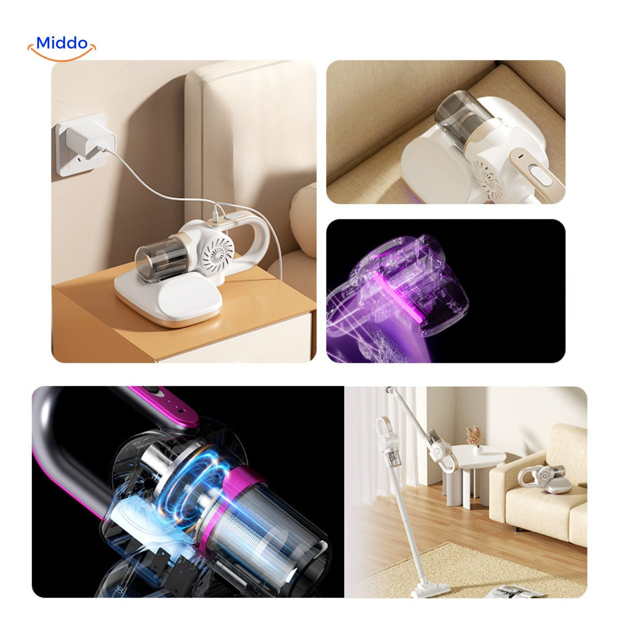 MopVac Pro with charging dock and integrated light for quick cleaning.