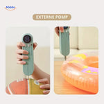 Vacuum sealer with external pump feature for inflating sealed bags.