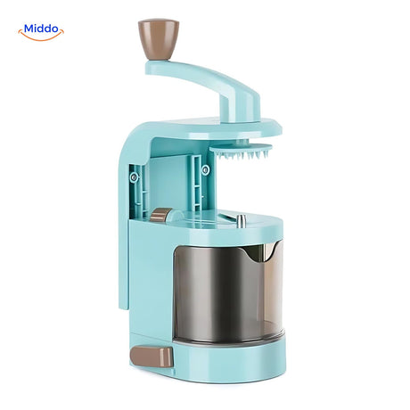 Vega hand-crank spiralizer for creating vegetable noodles and salad.