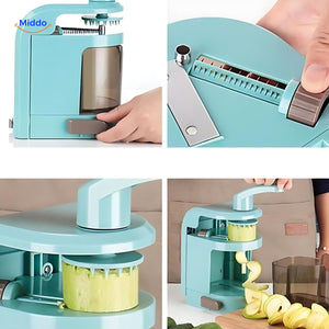 Vega spiral vegetable cutter creating vegetable noodles and ribbons.