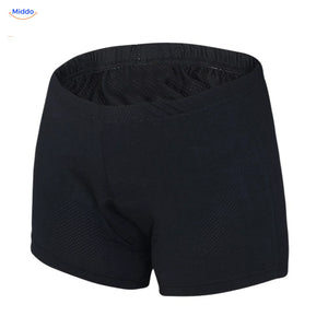 Front view of black cycling underwear for women