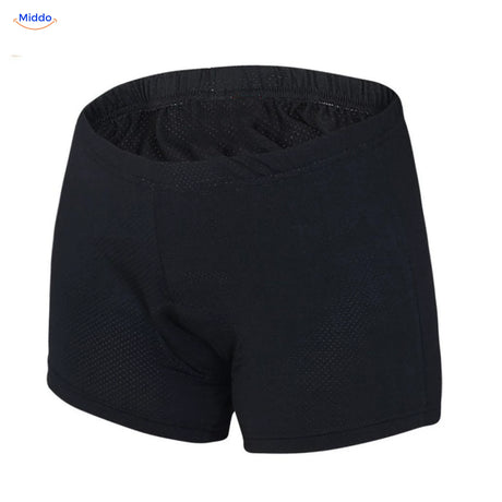 Front view of black cycling underwear for women