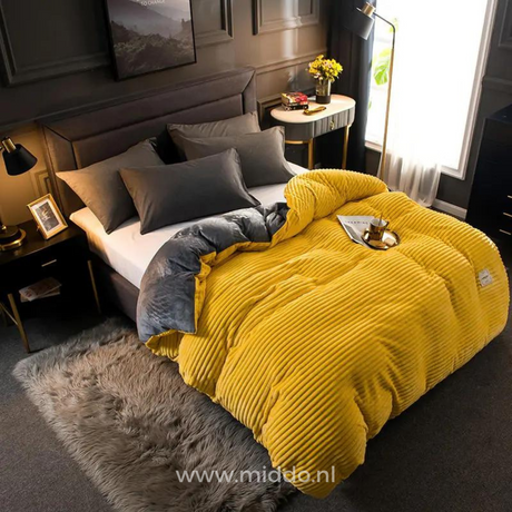 Soft velvet fleece duvet cover designed to keep you warm against cold nights.