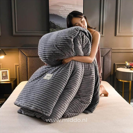 Soft grey velvet fleece duvet cover perfect for any bedroom decor.