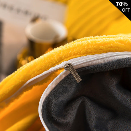 Yellow duvet cover features smooth zipper closure for easy care.