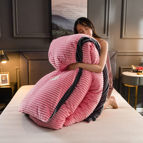Soft pink velvet fleece pillowcase with gentle warmth and silky comfortable finish.