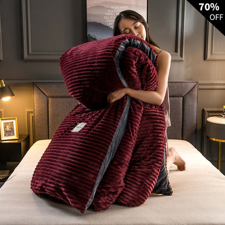 Wine red velvet fleece pillowcase offering luxurious softness and elegant bedroom style.