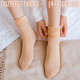 Beige velvet socks showing soft comfort texture and fit.