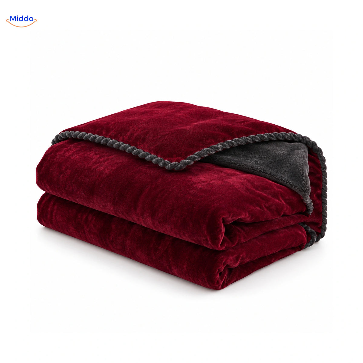 Velvety plush duvet cover in Burgundy | Dark Gray