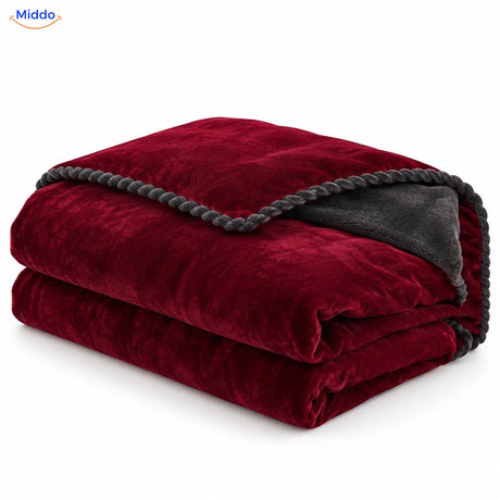 Velvety plush duvet cover in Burgundy | Dark Gray
