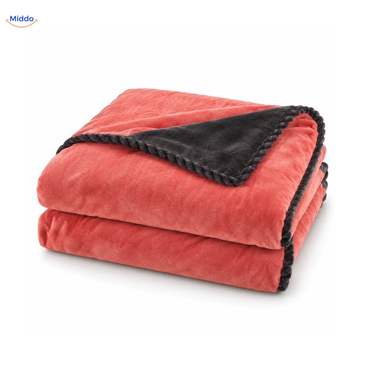 Velvety plush duvet cover in Coral Pink | Dark Gray
