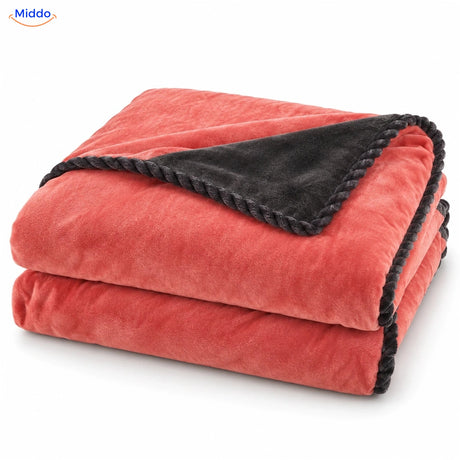 Velvety plush duvet cover in Coral Pink | Dark Gray