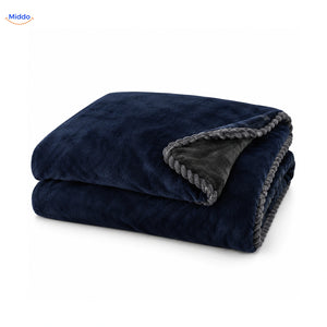 Velvety plush duvet cover in Navy Blue | Dark Gray