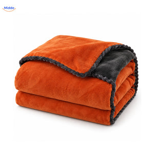 Velvety plush duvet cover in Orange | Dark Gray