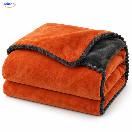 Velvety plush duvet cover in Orange | Dark Gray