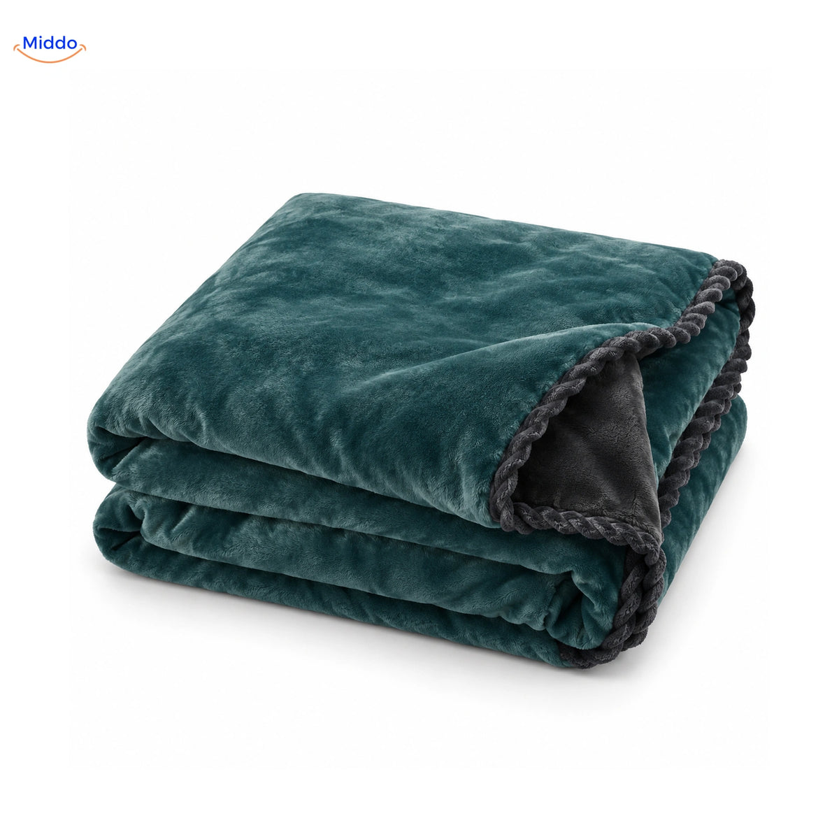 Velvety plush duvet cover in Teal Blue | Dark Gray