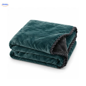 Velvety plush duvet cover in Teal Blue | Dark Gray