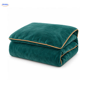 Velvety plush duvet cover in Teal Green