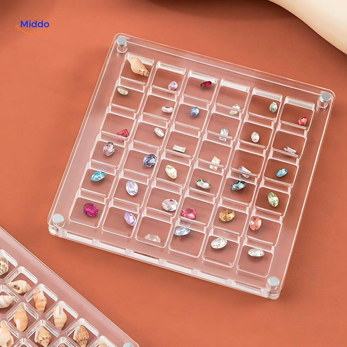 Versatile display case designed for flexible styling and elegant presentation of collectibles.