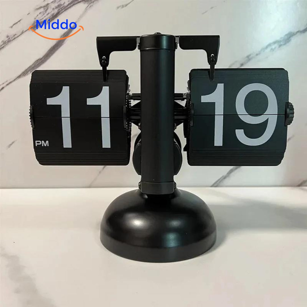 RetroFlip vintage flip clock entirely black design with quartz movement.