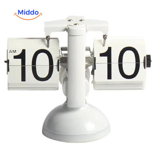 RetroFlip vintage flip clock complete white design with quartz movement.