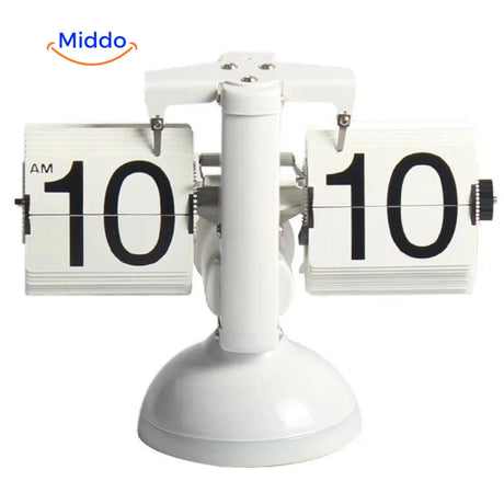 RetroFlip vintage flip clock complete white design with quartz movement.