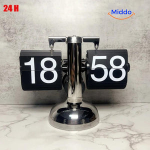 RetroFlip vintage flip clock in sleek black with 24-hour quartz movement display.