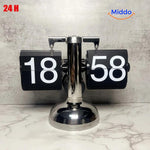 RetroFlip vintage flip clock in sleek black with 24-hour quartz movement display.