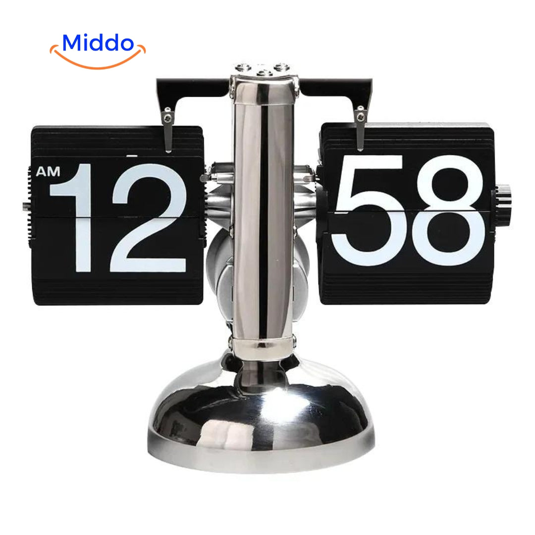 RetroFlip vintage flip clock single unit in black with quartz movement.