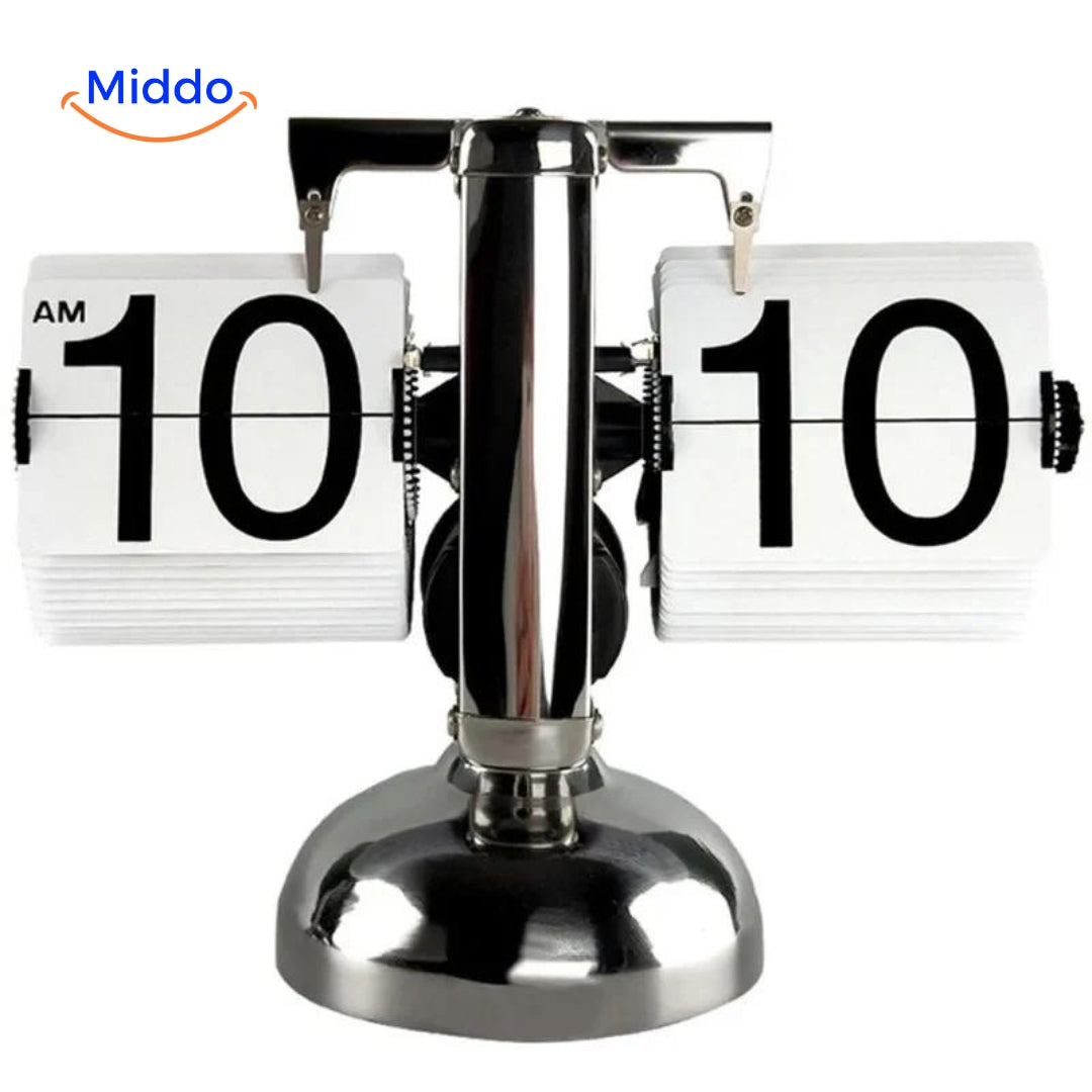 RetroFlip vintage flip clock single unit in white with quartz movement.