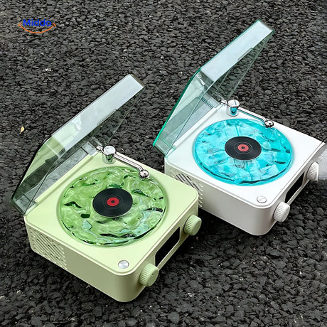 Vinyl starry sky wireless speaker shown in multiple color options