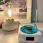 Vinyl starry sky speaker showing LED light projection and wireless sound design