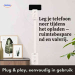Voltiflex space-saving charging solution with integrated phone holder.