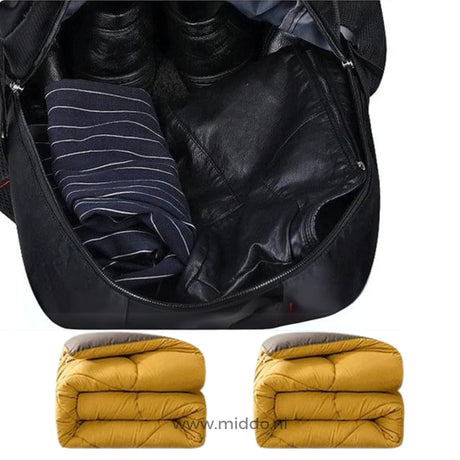 VoyagePro backpack open compartments revealing generous storage space for adventure gear.