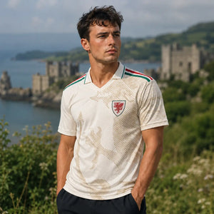 Wales World Cup jersey in cream tone national color option.