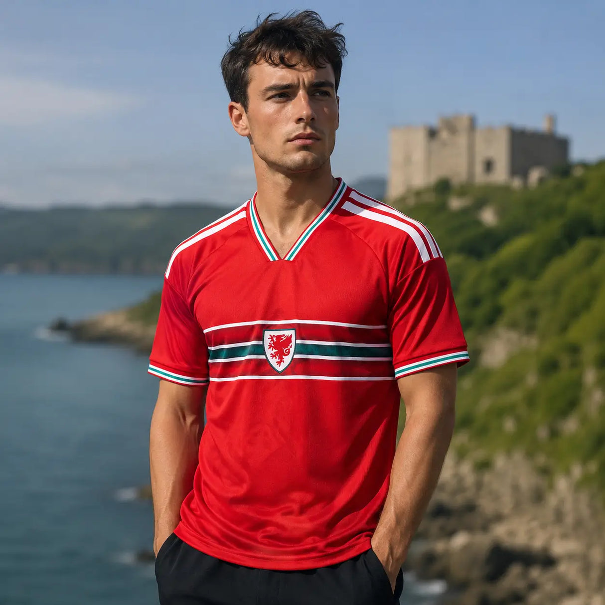 Wales 2026 World Cup supporter jersey in bold red.