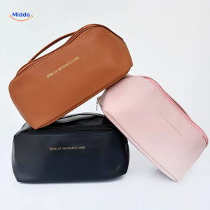 Water-resistant cosmetic bag available in multiple colors