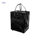 Black waterproof foldable shopping trolley with smooth rolling wheels