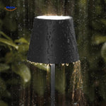 Waterproof dimmable LED lamp in outdoor rain demonstrating durability.