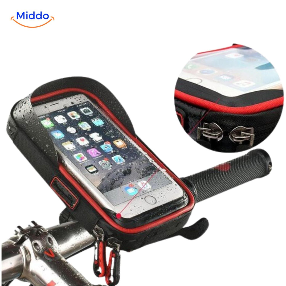 Motorcycle mount installation showing waterproof sealing and bracket attachment steps.