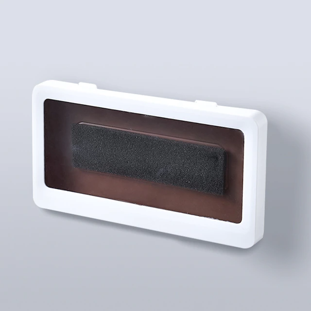 Waterproof shower phone holder in white color for bathroom wall mounting.