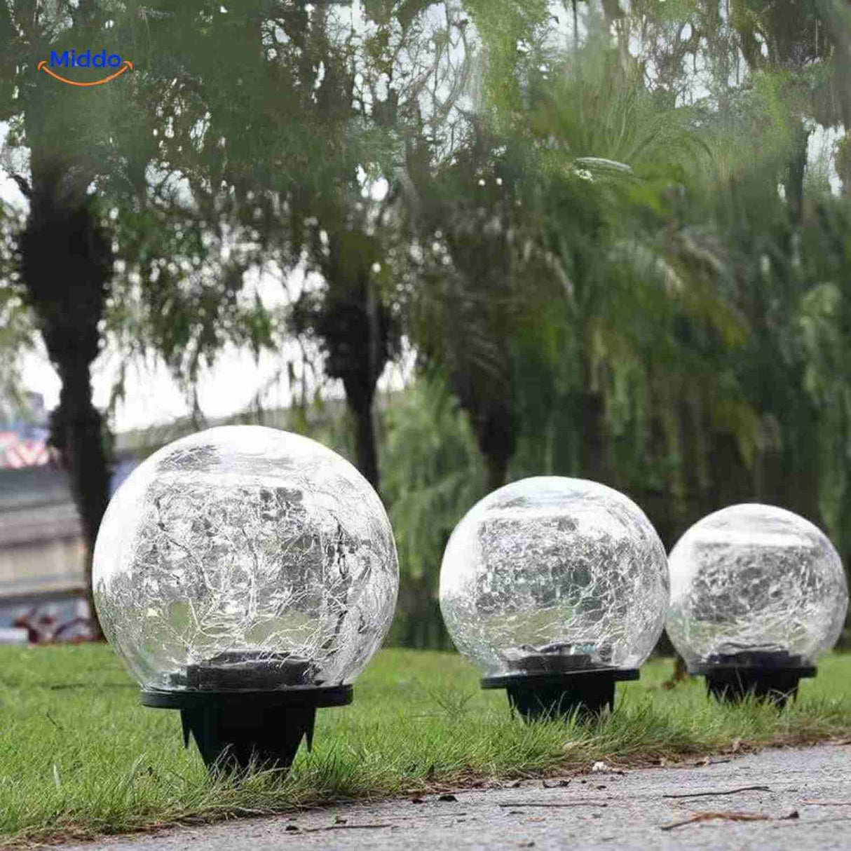 Decorative waterproof solar lamp adding stylish garden illumination.